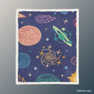 Planets Tail star Pattern Sherpa Fleece Blanket 1