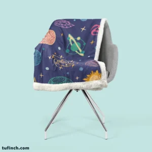 Planets Tail star Pattern Sherpa Fleece Blanket 2