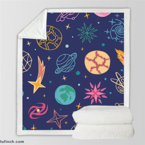 Planets Tail star Pattern Sherpa Fleece Blanket