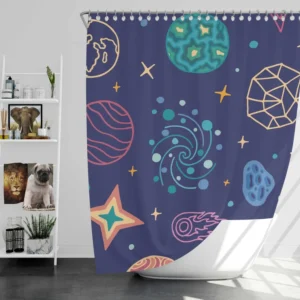 Planets Tail star Pattern Shower Curtain