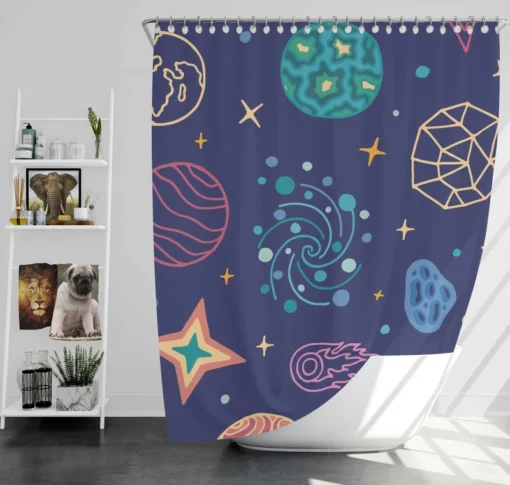 Planets Tail star Pattern Shower Curtain