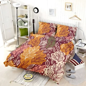 Plants Leaves Fall Print Design Bedding Set