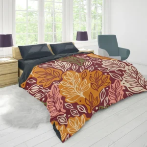 Plants Leaves Fall Print Design Duvet Cover 1