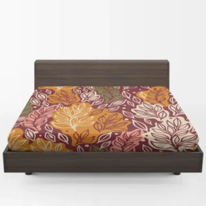 Plants Leaves Fall Print Design Fitted Sheet 1