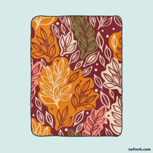 Plants Leaves Fall Print Design Fleece Blanket 1