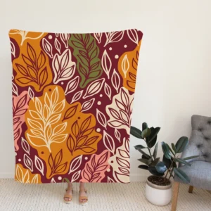 Plants Leaves Fall Print Design Fleece Blanket