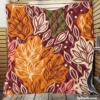 Plants Leaves Fall Print Design Quilt Blanket