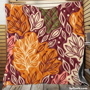 Plants Leaves Fall Print Design Quilt Blanket