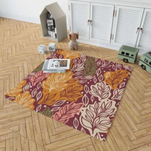 Plants Leaves Fall Print Design Rug 1