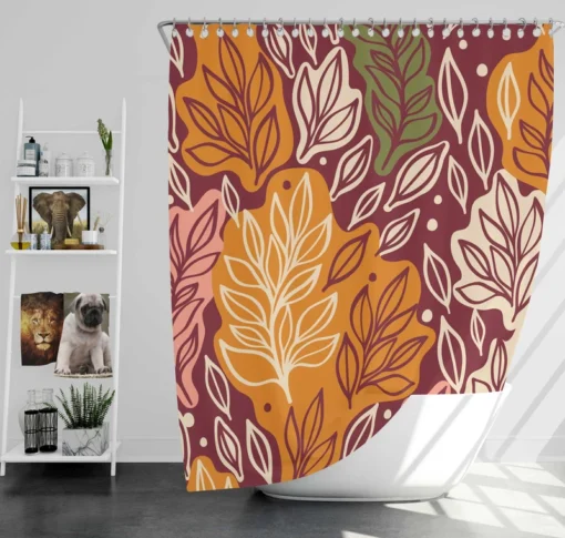 Plants Leaves Fall Print Design Shower Curtain