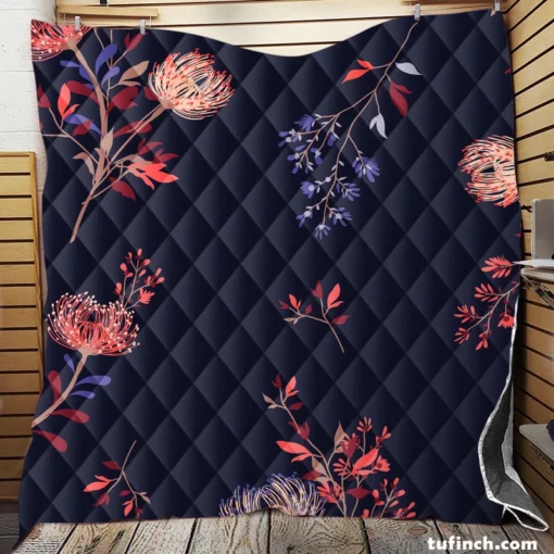 Pohutukawa Flower Design Quilt Blanket