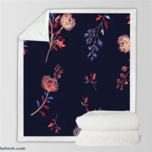 Pohutukawa Flower Design Sherpa Fleece Blanket