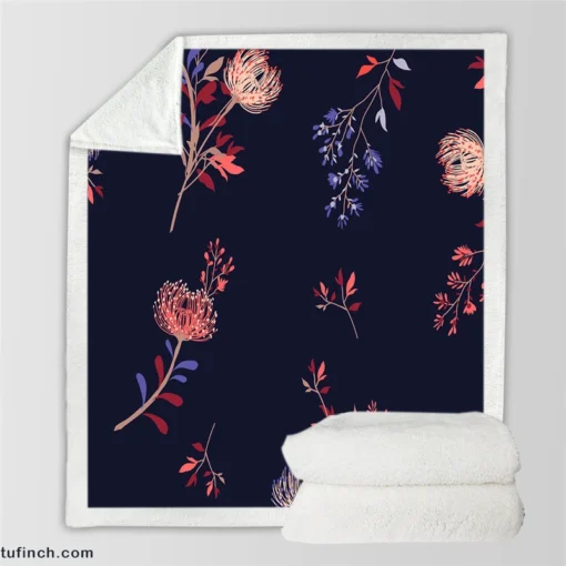 Pohutukawa Flower Design Sherpa Fleece Blanket