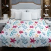 Poinsettia Flowers Holly berry Leaves Duvet Cover