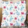 Poinsettia Flowers Holly berry Leaves Quilt Blanket