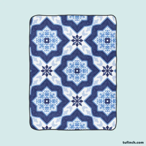 Portuguese Azulejo Tile Pattern Fleece Blanket 1