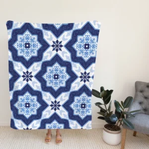 Portuguese Azulejo Tile Pattern Fleece Blanket