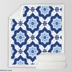 Portuguese Azulejo Tile Pattern Sherpa Fleece Blanket