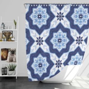 Portuguese Azulejo Tile Pattern Shower Curtain