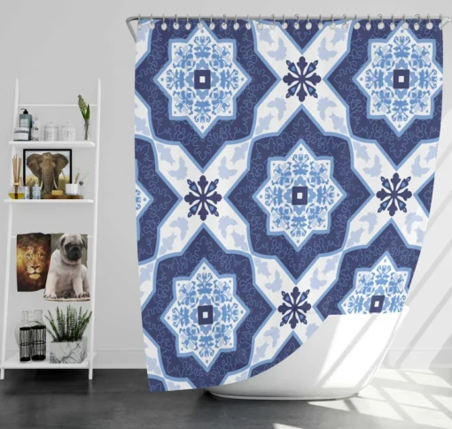 Portuguese Azulejo Tile Pattern Shower Curtain