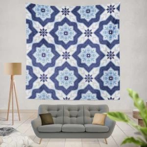 Portuguese Azulejo Tile Pattern Wall Tapestry