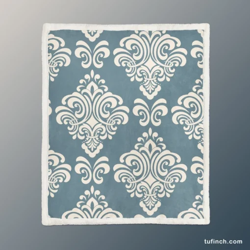 Portuguese Damask Design Sherpa Fleece Blanket 1