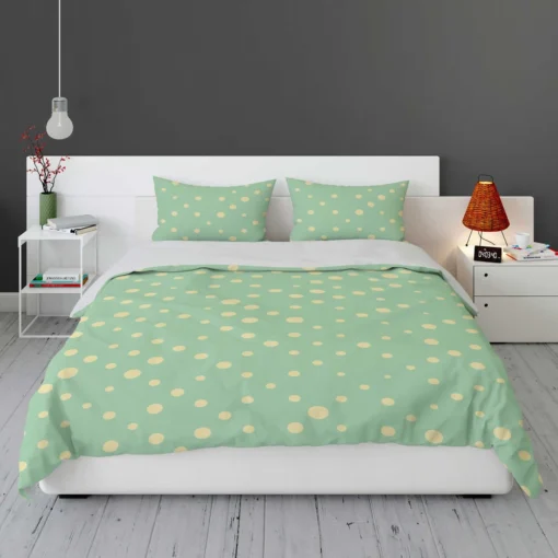 Preppy Green Polka Dots Pattern Bedding Set 1