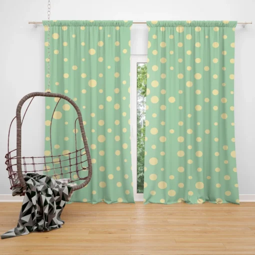 Preppy Green Polka Dots Pattern Curtain