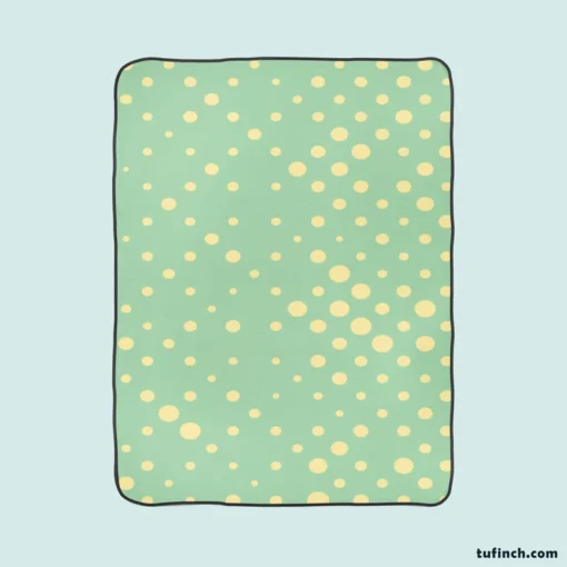 Preppy Green Polka Dots Pattern Fleece Blanket 1