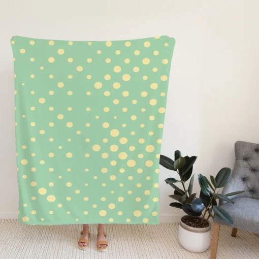 Preppy Green Polka Dots Pattern Fleece Blanket