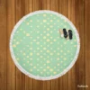 Preppy Green Polka Dots Pattern Round Beach Towel