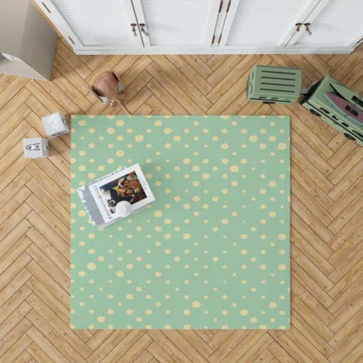 Preppy Green Polka Dots Pattern Rug