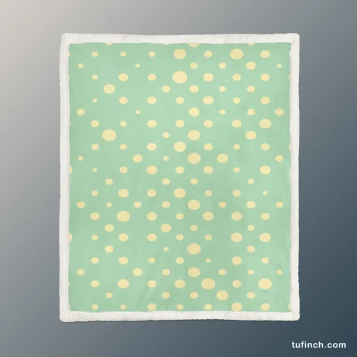 Preppy Green Polka Dots Pattern Sherpa Fleece Blanket 1