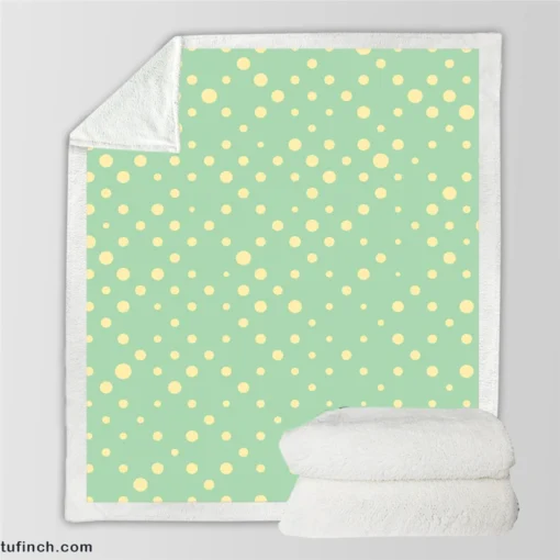 Preppy Green Polka Dots Pattern Sherpa Fleece Blanket