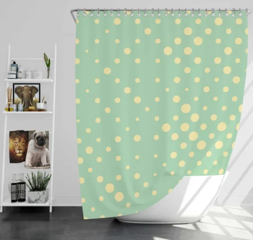 Preppy Green Polka Dots Pattern Shower Curtain