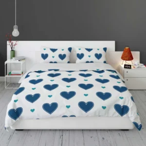 Pretty Blue Love Heart Bedding Set 1