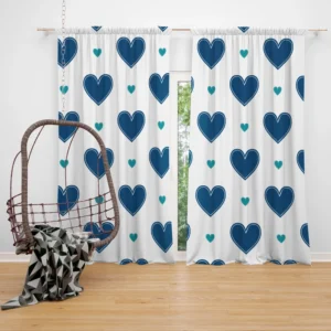 Pretty Blue Love Heart Curtain