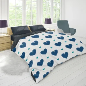 Pretty Blue Love Heart Duvet Cover 1