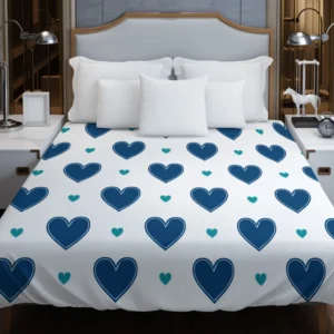 Pretty Blue Love Heart Duvet Cover