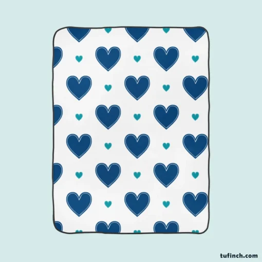 Pretty Blue Love Heart Fleece Blanket 1