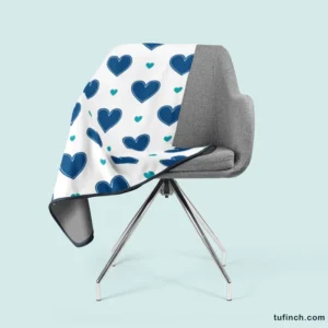 Pretty Blue Love Heart Fleece Blanket 2