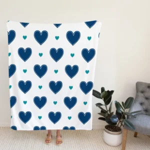 Pretty Blue Love Heart Fleece Blanket