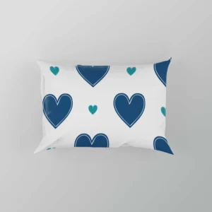 Pretty Blue Love Heart Pillow Case