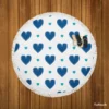 Pretty Blue Love Heart Round Beach Towel