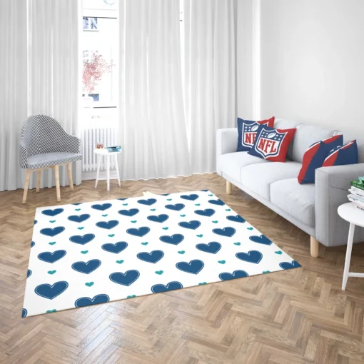 Pretty Blue Love Heart Rug 2