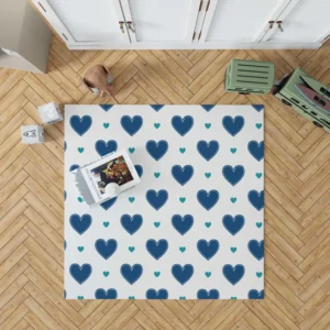 Pretty Blue Love Heart Rug