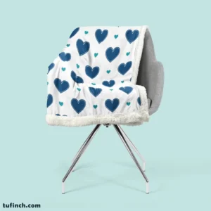 Pretty Blue Love Heart Sherpa Fleece Blanket 2