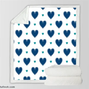 Pretty Blue Love Heart Sherpa Fleece Blanket