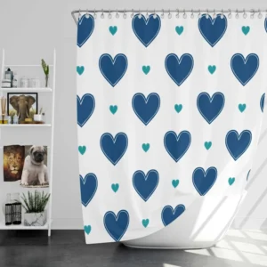 Pretty Blue Love Heart Shower Curtain