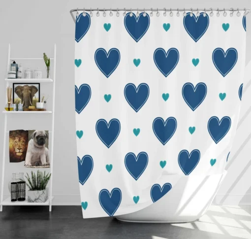 Pretty Blue Love Heart Shower Curtain